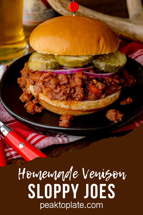 Venison Sloppy Joes Crockpot, Elk Sloppy Joes, Ground Venison Sloppy Joes, Venison Sloppy Joes Recipe, Venison Sloppy Joes, Ground Deer Recipes, Roast Venison Recipes, Venison Recipes Crockpot, Crock Pot Sloppy Joes