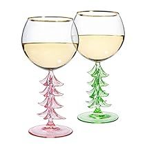 Pink Green Christmas Tree, Pink Green Christmas, Holiday Stem, Colored Wine Glasses, Tree Stem, Unique Glassware, Crystal Christmas Tree, Crystal Christmas, Crystal Wine Glasses