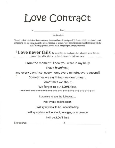 Homespun Sweet: Love Contract Contract With Boyfriend, Boyfriend Contract Relationships, Bf And Gf Contract, Couple Contract Relationships, No Breaking Up Contract, Boyfriend And Girlfriend Contract, Boyfriend Contract Funny, Relationship Application Form, Love Contract Couple