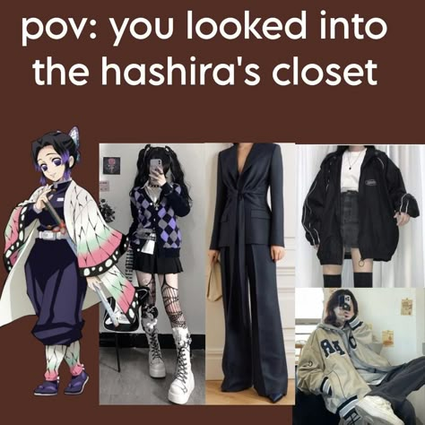 Demon Slayer Outfit Inspired, Shinobu Modern Clothes, Hashira Outfit Ideas, Outfits Inspired By Demon Slayer, Shinobu Inspired Outfit, Mitsuri Inspired Outfit, Kny Outfit Ideas, Dragon Inspired Outfits, Outfits Anime