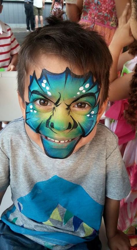 Onalee Rivera || sea monster one stroke Sea Monster Face Paint, Monster Face Painting, Blue Face Paint, Face Painting For Boys, Festival Face, Face Paints, Face Paintings, Painted Faces, Monster Face