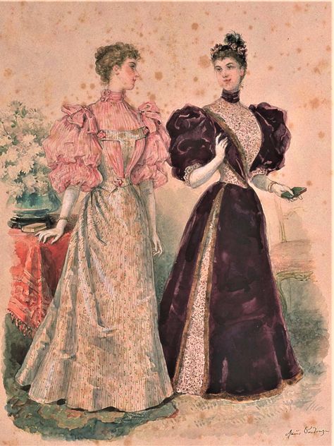 Late 19th Century Fashion Woman, 1890 Fashion Plate, 1895 Fashion Plate, 1890s Fashion Plates, 1890s Gown, 19th Century Fashion Women, 1895 Fashion, 1898 Fashion, Belle Epoque Fashion