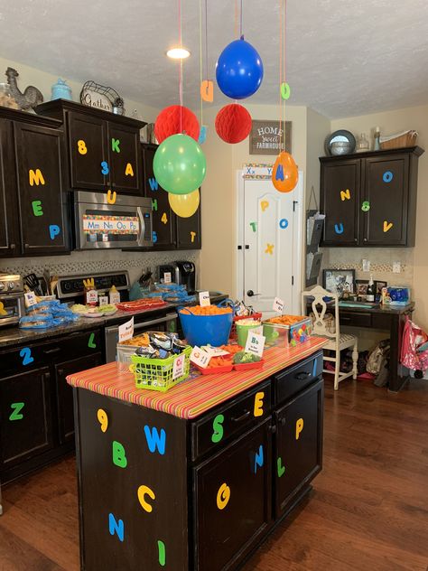 Numbers Birthday Party, Abc Theme Birthday Party Ideas, Abc Party Ideas, Alphabet Theme Birthday Party Ideas, Abc And 123 Birthday Party Ideas, Alphabet Birthday Party Theme, Alphabet Party Ideas, Abc Theme Birthday Party, Abc Birthday Party Ideas