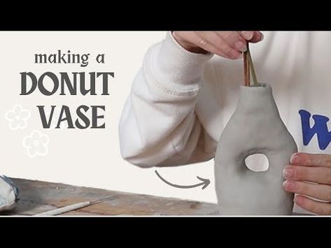 How to make a ceramic donut vase🌼pottery at home, no wheel needed ~ beginner's tutorial - YouTube Ceramic Donut Vase, Pottery At Home, Ceramic Donut, How To Make Ceramic, Donut Vase, Vase Pottery, Hand Building, Ceramic Ideas, Building Ideas