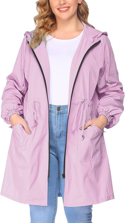 Amazon.com: IN'VOLAND Women's Rain Jacket Plus Size Long Raincoat Lightweight Hooded Windbreaker Waterproof Jackets with Pockets : Clothing, Shoes & Jewelry Plus Size Raincoat, Cute Rain Jacket, Cute Raincoats, Long Raincoat, Raincoat Fashion, Waterproof Jacket Women, Raincoat Outfit, Long Rain Coat, Raincoat Jacket