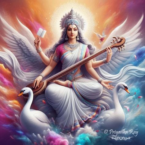 Indian Ai art | Wishing all a Happy Saraswati Puja and Basant Panchami 🙏 | Facebook Mata Saraswati, Hindu New Year, Basant Panchami, Letter Photography, Saraswati Goddess, Divine Goddess, Background Images Hd, Cultural Celebration, Knowledge And Wisdom