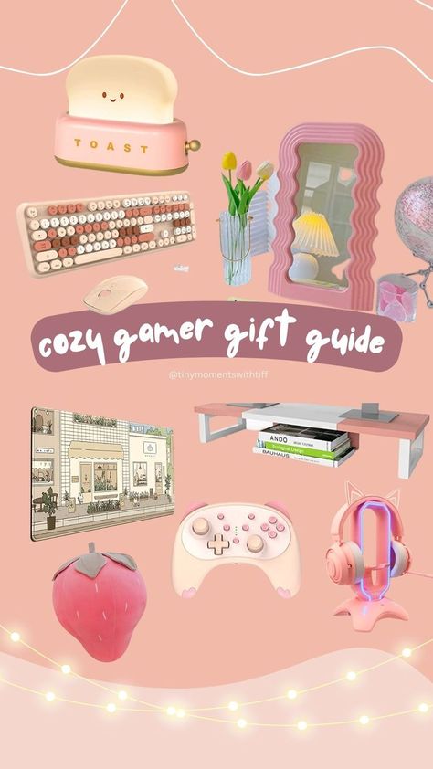 Amazon cozy gaming setup finds. Perfect for this holiday season. All items linked on my storefront in bio! 🖥️🍓😸 Gaming Setup Aesthetic, Cozy Gaming Setup, Games Room Inspiration, Cozy Gamer, Relaxing Game, Cozy Gaming, The Sims 4 Pc, Cozy Office, Gamer Setup