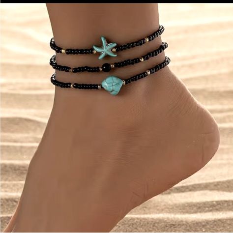 This Gorgeous Set Of Anklet’s Are Dainty & So Adorable! Wear 1 Individually Or All 3 Together! Feel Super Sexy This Summer And All Year Long! You Will Always Find A Wide Variety Of Anklet’s In My Closet! Some Very Simple But No Matter What Size We Are They Truly Look Great On Any Ankle!!! Diy Anklets, Diy Anklet, Anklet Ideas, Turquoise Anklet, Ankle Bracelets Diy, Wax Cord Bracelet, Beaded Ankle Bracelets, Beaded Ankle, Wood Bead Bracelet