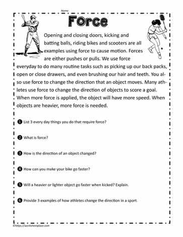 Forces And Motion 3rd Grade Worksheets, Force And Motion Worksheets, Force Worksheet, Force And Motion Activities, Grade 1 Reading Worksheets, Force Activities, Motion Activities, Grade 1 Reading, Ngss Science