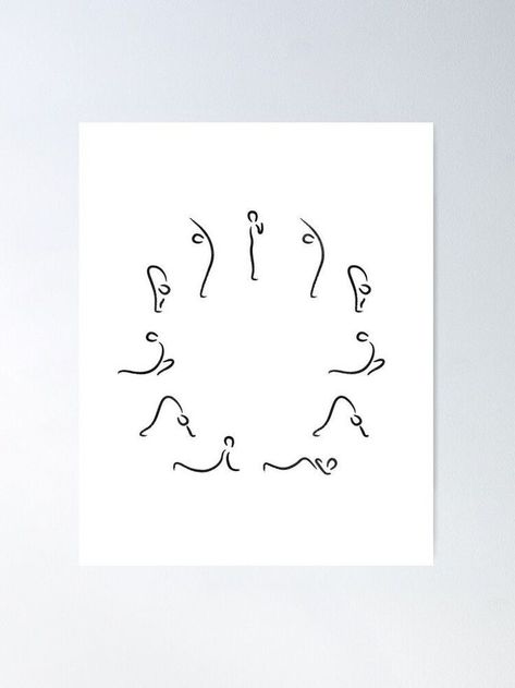 Yoga Cute Illustration, Yoga Creative Design, Sun Salutation Tattoo, Pilates Symbol, Yoga Poses Drawing Art, Yoga Painting Ideas, Yoga Drawing Art, Yoga Doodles, Yoga Tattoo Ideas