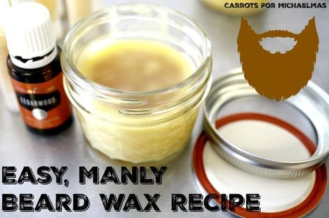 A Simple Recipe for Manly Beard Wax Diy Mustache Wax Recipes, Survival Projects, Beeswax Recipes, Wax Recipe, Beard Oil Recipe, Diy Beard, Beard Care Products, Salve Recipes, Straight Razor Shaving