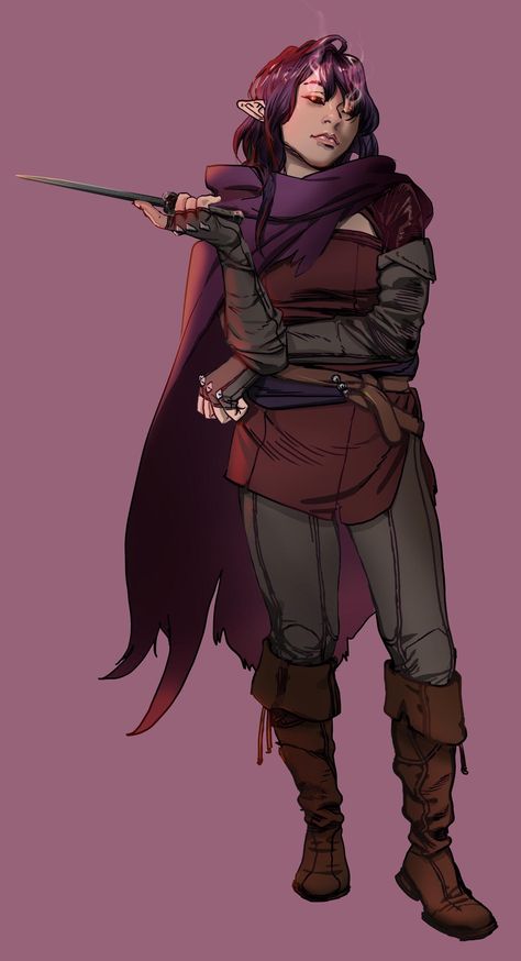 Saskia - Elfa Ladina Urchin Dnd, Dnd Thief, Thief Character Design, D D Rogue, Thief Character, Elf Rogue, Street Urchin, Arcane Trickster, Half Elf