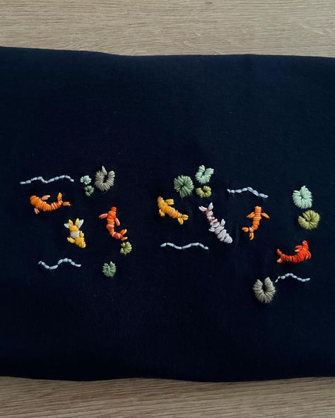 all done!!!!! this was so fun and i can’t wait to finish the set with a nice pair of sweatpants to match! fish for the summer 🌊🐟🐠 #fyp #fish #stitchiesbyag #custom #custommade #preorder #embroidery #design #art #toronto #pinterest #inspo #summer #summeroutfit Embroidery Fish, Summer Outfits, Fish, Embroidery, Sewing, Design, Art