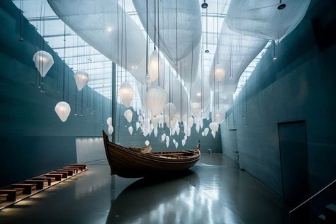 Museum Space Design, Maritime Museum Architecture, Maritime Museum Design, Painting Exhibition, Museum Interior, Parisian Interior, Concept Models Architecture, Architecture Portfolio Design, Aquarium Design