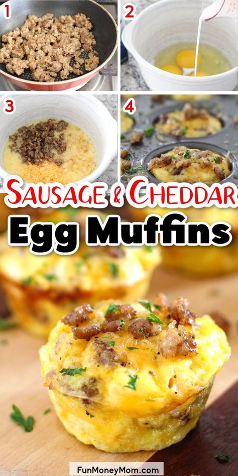 Mini Egg Muffins, Breakfast Egg Muffins, Egg Muffins Recipe, Mini Breakfast, Breakfast Muffin, Egg Muffin, School Breakfast, Breakfast Prep, Vegan Muffins