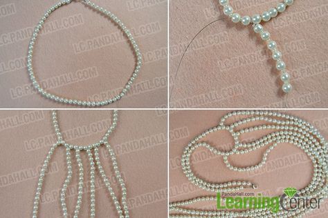 How to Make Fashion White Pearl Body Necklace Jewelry 3 Diy Pearl Body Chain, Diy Body Chain Jewelry, Pearl Body Chain Outfit, Body Chain Outfit, Diy Body Chain, Pearl Body Chain, Chain Outfit, Diy Pearl Necklace, Body Necklace