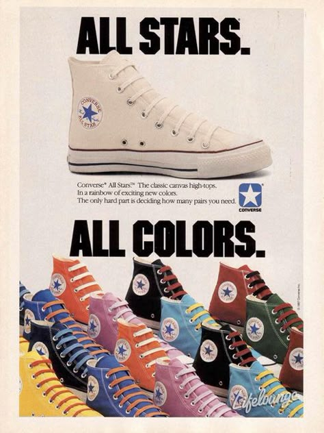 Converse 1980s Converse Bleu, Converse Cdg, Converse Chucks, 광고 디자인, Desain Editorial, Vintage Converse, All Stars Converse, Retro Ads, Old Ads