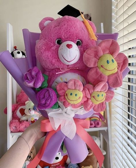 Care Bear Party, Kitty Items, Cute Squishies, Boquette Flowers, Pink Teddy Bear, Flowers Bouquet Gift, Pink Teddy, Beautiful Bouquet Of Flowers, Luxury Flowers