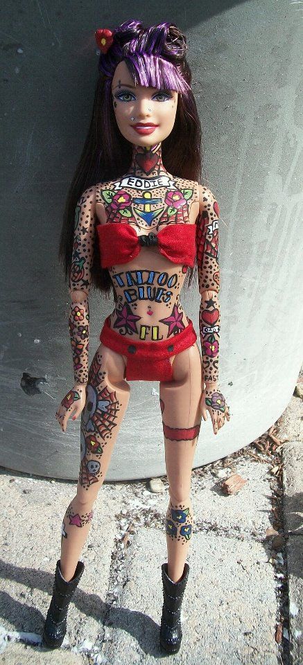 Way to inspire your little girl....... How classy, NOT!!!!!! Yuck!!!! Skull Designs, More Tattoo, Work Study, Barbie Doll, Keep Up, Tattoos