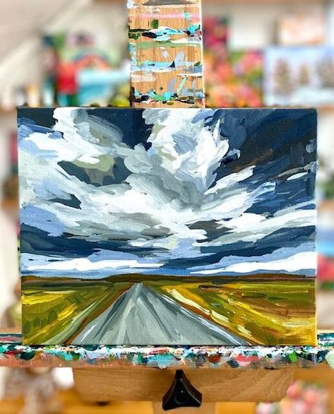 Paint On Canvas For Beginners, Sky Landscape Painting, Garderobe Design, Painting On Canvas For Beginners, Landscape Painting Tutorial, Large Canvas Painting, Painting Demo, Canvas For Beginners, Canvas Painting Landscape