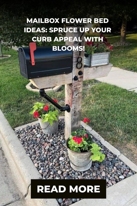 Mailbox with a flower bed featuring colorful blooms, showcasing a curb appeal idea. Pretty Mailbox Ideas Curb Appeal, Mail Box Ideas Curb Appeal, Mailbox Ideas Curb Appeal, Mailbox Flower Bed Ideas, Mailbox Flower Bed, Brick Mailbox, Mailbox Flowers, Succulent Wall Garden, Mailbox Garden