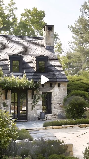 Quaint Cottage Exterior, One Story English Cottage, Stone Cottage With Porch, Cottage New Build, Wisconsin Countryside, European Cottage Exterior, Rustic Cottage Exterior, Big Cottage House, Cottage Exterior Ideas