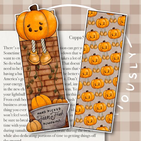 2 bookmarks printed with my original illustrations! Available individually or as a set, one of each design. A perfect gift for yourself or a friend who loves reading! These bookmarks are also available to purchase individually! - Designed and made in the UK - Each bookmark is 6.5 inches in length - Printed on uncoated 300gsm card with a beautiful finish           - If you choose the laminated option I use high quality matte lamination sheets leaving the bookmarks with a beautifully silky finish Fall Bookmark Craft, Autumn Bookmarks Free Printable, Bookmarks Halloween, October Bookmarks, Bookmarks Autumn, Bookmark Printing, Creative Bookmarks, Paper Bookmarks, Bookmark Craft