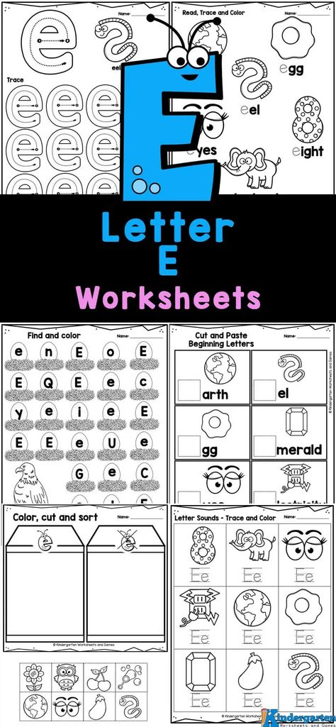 Grab free printable alphabet worksheets to make it quick and easy to practice letters! Here is a 20 page pack of letter e worksheets for Kindergarten! In this pack are various ways for kindergartners to work on tracing letter e! Simply print the letter e tracing worksheet page that works best for your students. E Tracing Worksheet, Letter E Tracing, Letter E Activities, Letter E Craft, Letter P Worksheets, Letter I Worksheet, Free Printable Alphabet Worksheets, Letter B Worksheets, Letter Recognition Worksheets