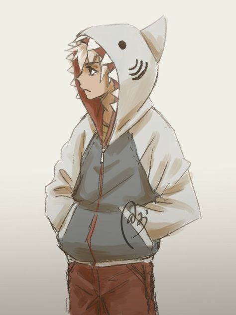 Shark Hoodie Drawing, Silly Sharks, Maka X Soul, Soul Eater Evans, Fox Boy, Hoodie Drawing, Shark Hoodie, Happy Pictures, Art Tumblr