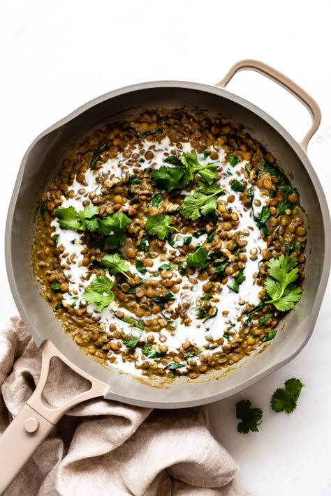 Green Lentil Curry Green Lentil Curry Recipes, Black Lentil Recipes, Green Lentil Curry, Protein Entrees, Green Lentil Recipes, Vegan Lentil Recipes, Dhal Recipe, Lentil Curry Recipes, Cauliflower Mushroom