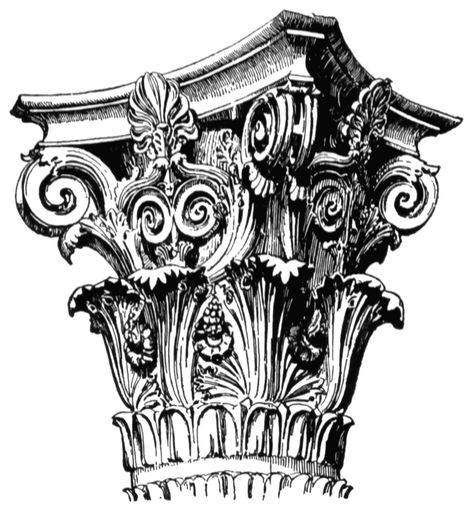 Corinthian capital from the Choragic Monument of Lysicrates, restored. Column Sketch, Corinthian Capital, Corinthian Column, Typography Graphic, Graphic Design Typography, Monument, Typography, Sketch, Clip Art