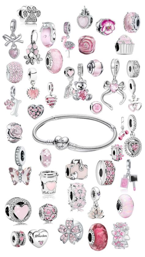 #Pandora #pink #charms #inspo Pink Silver Pandora Bracelet, Pandora Charm Bracelet Pink And Silver, Pink Pandora Charm, Best Pandora Charms, Pandora Bracelet Charms Ideas Pink, Pink And Silver Pandora Bracelet, Pandora Bracelet Ideas Pink, Pink Pandora Charm Bracelet, Pandora Bracelets Ideas