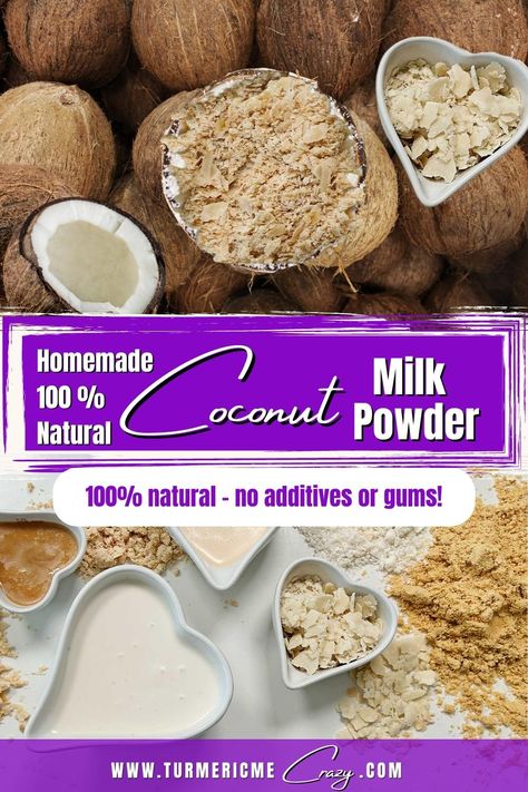 Finally! 100% Natural Coconut Milk Powder! Easily make your own plant based powdered milk at home! It's additive, preservative & gum free! Making your own coconut milk powder has many benefits. It can be cost-effective, allow you to control the quality of your ingredients, result in fresher products, be customizable to your preferences, and be more environmentally friendly. Let us show you how! plant based milk powder, natural coconut milk powder, dried coconut milk, dairy free milk powder Coconut Powder Recipes, Dairy Free Recipes Healthy, Make Coconut Milk, Dairy Free Baking, Casein Protein, Lactose Free Diet, Coconut Milk Powder, Dairy Free Diet, Vegan Milk