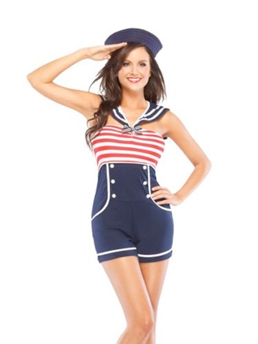 The sexiest Halloween costume ideas of 2013.  http://www.cosmopolitan.com/celebrity/fashion/sexy-halloween-costumes-ideas-2013 Nautical Theme Bachelorette Party, Sailor Halloween Costumes, Sailor Halloween, Pin Up Costume, Sailor Outfit, Sailor Costume, Navy Costume, Up Halloween Costumes, Nautical Outfits