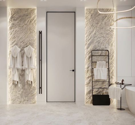 Spa Doors, Spa Door, Feature Wall Design, Store Concept, Salon Interior Design, Bathroom Design Decor, Stone Walls, Retail Interior, New Home Designs