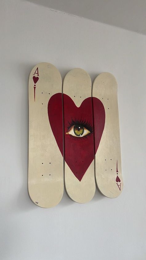 Hand Painted Skateboard, Painted Skateboard, Ace Of Hearts, Future Apartment Decor, Simple Room, Skateboard Art, Apartment Decor Inspiration, Got To Be, Apartment Room