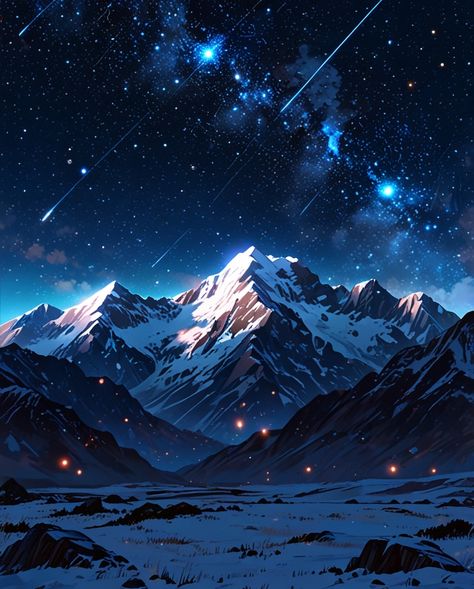 "In The Vast Expanse of Space" #aiart #animeillustration #illustrationart #illustration #illustrator #art #design #drawing #painting #artwork #generativeartworks #space #galaxy #mountain #landscape Mountains At Night Painting, Galaxy Mountain, Mountains At Night, Night Illustration, Illustrator Art, Space Galaxy, Cool Wallpapers Art, Night Painting, Sky Art