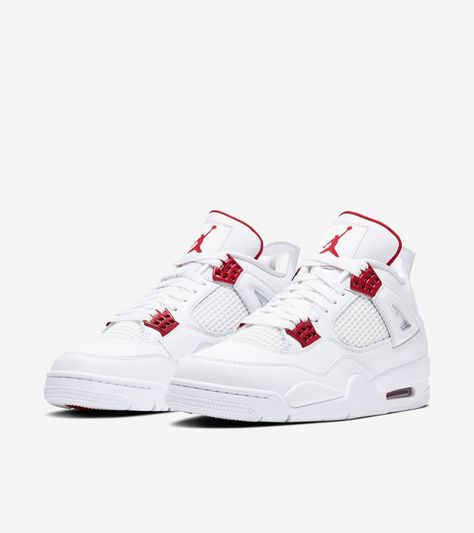 Nike Jordan Retro 4, Jordan 4 Metallic Red, Jordans 4, Cute Jordans, Jordan 4 Red, Original Air Jordans, Jordan 4’s, Nike Snkrs, Nike Shoes Girls