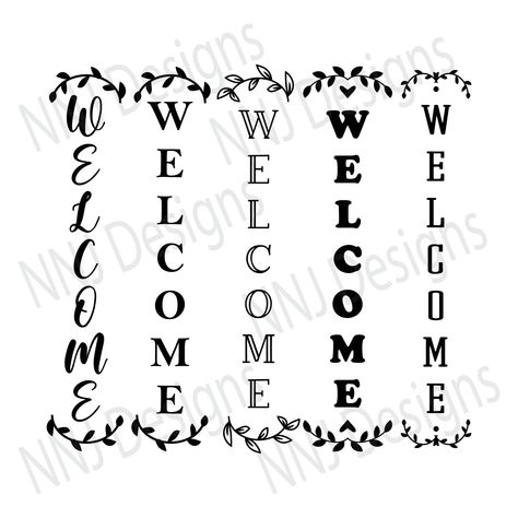 Welcome Farmhouse Signs, Cute Welcome Sign Sayings, Welcome Sign Svg, Welcome Svg, Porch Welcome Signs Ideas, Welcome Font, Framed Leaves, Heart Clip Art, Wooden Welcome Signs