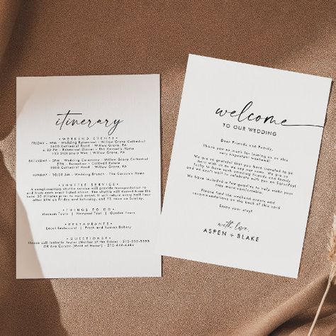 Modern Script Wedding Welcome Letter & Itinerary Summer Craft - elegant welcome to our wedding, rustic hotel guest agenda note, modern wedding welcome letter itinerary, minimal destination wedding weekend bags, fancy script schedule of events, classy minimalist romantic boho autumn, simple monochrome whimsical handwritten, spring summer bohemian typography k500, fall winter unique industrial lettering, classic luxury black white calligraphy Industrial Lettering, Rustic Hotel, Wedding Welcome Letter, Wedding Welcome Letters, Destination Wedding Weekend, Schedule Of Events, Wedding Typography, Boho Autumn, Classy Minimalist