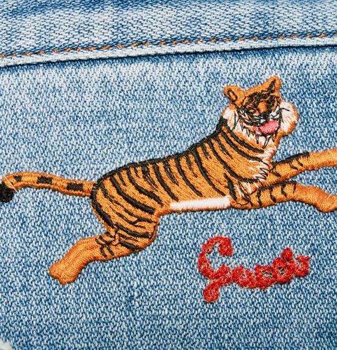 Gucci Tiger, Tiger Embroidery, Gucci Pants, Tiger Tiger, Green Carpet, Art Prints For Home, Denim Pant, Carpet, Gucci