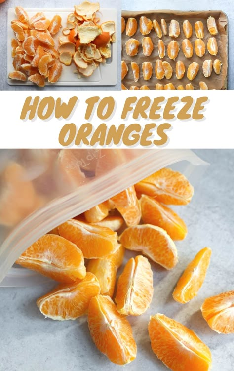 Oranges freeze beautifully for use in tons of delicious recipes, from your favorite smoothies to fresh juice to sauces and more. I'm showing you the easy steps to learn how to freeze oranges. Frozen Mandarin Oranges, How To Preserve Mandarin Oranges, How To Can Mandarin Oranges, Fresh Oranges Recipes, How To Preserve Oranges, Freeze Dried Oranges, Storing Oranges, Recipes Using Fresh Oranges, Fresh Mandarin Orange Recipes