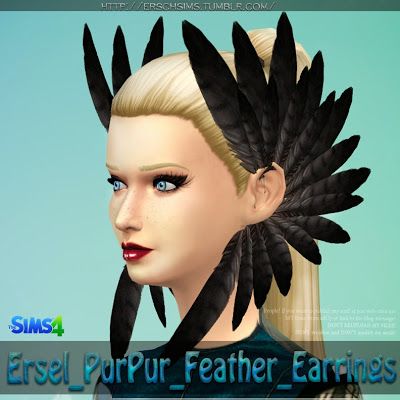 My Sims 4 Blog: Feather Earrings by Ersel Sims 4 Angel Cc, Sims 4 Cc Costumes, Ear Cuff Piercing Earrings, Genshin Outfits, Sims 4 Blog, The Sims 4 Custom Content, Sims 4 Cc Folder, Sims 4 Gameplay, Cosplay Hair