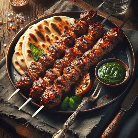 The Culinary Delight of Bangladesh: Unveiling the Secrets of Sheek Kebab Kebab Photography, Kebab Aesthetic, Butcher Photography, Sheek Kebab, Meatball Pasta Recipes, Paratha Bread, Container Restaurant, Meatball Pasta, Fresh Salads