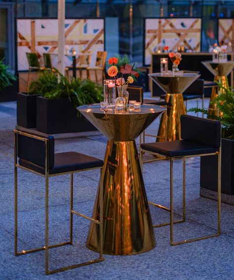 Bring some glam to your next event with our gold Ludlow cruiser tables and Paramount stools 💫🤩 Perfect for any occasion and sure to wow the guests - enquire today to learn more about our event furniture collection 🙌😍 #eventfurniture #ludlowcruiser #paramountstool Cocktail Table Decor, College Grad Party, Event Furniture, Cocktail Reception, Gold Cocktail, Cocktail Event, Vintage Cocktail, Grad Party, Cocktail Table