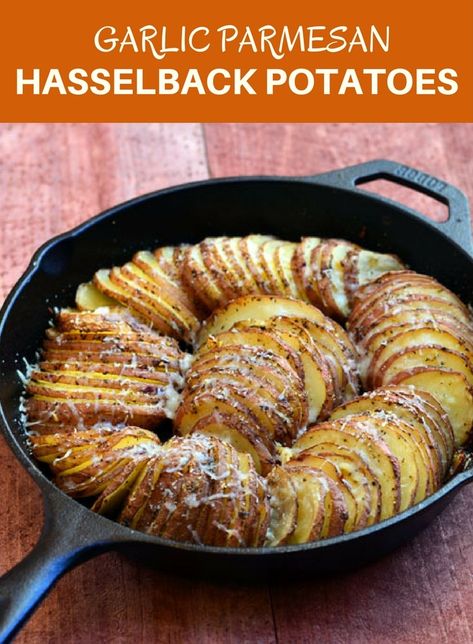 Roasted Garlic Recipe, Cast Iron Skillet Cooking, Iron Skillet Recipes, Hasselback Potatoes, Skillet Recipes, Cast Iron Skillet Recipes, Cast Iron Recipes, Garlic Recipes, Baked Potatoes