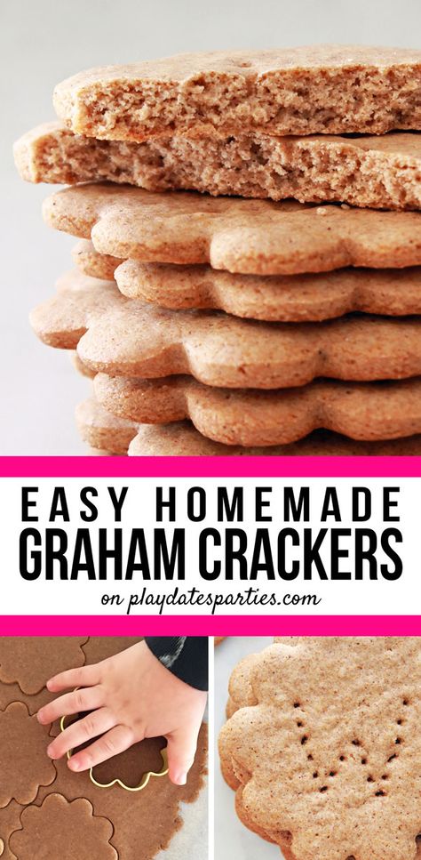 Homemade Toddler Snacks, Graham Cracker Recipe, Homemade Graham Cracker, Cracker Recipe, Graham Cracker Recipes, Healthy Homemade Snacks, Crackers Recipe, Homemade Graham Crackers, Kid Snacks