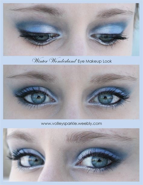 Winter Wonderland Icy Blue Eye Makeup Look ♥ How to Winter Wonderland Makeup Looks, Winter Wonderland Makeup, Winter Eyeshadow Looks, Ice Makeup, Winter Eye Makeup, Makeup Looks Winter, Winter Eyeshadow, Wonderland Makeup, Galaxy Makeup