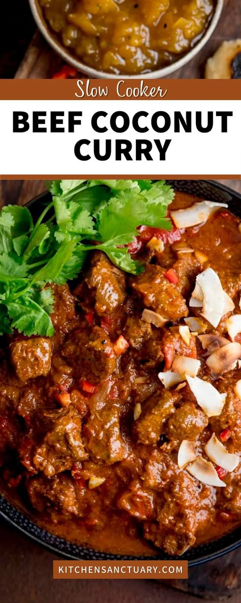 Beef Curry Slow Cooker, Coconut Beef Curry, Slow Cooker Curry Recipes, Slow Cooker Beef Curry, Beef Curry Recipe, Slow Cooker Curry, Crockpot Recipes Beef Stew, Slow Cooker Recipes Beef, Beef Curry