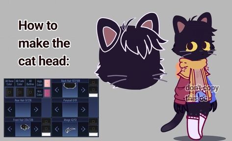 Cat Head Gacha Club, Random Ocs To Draw, Gacha Club Mouth Tutorial, Gacha Club Outfit Ideas Goth, Gacha Oc Tips, Gacha Club Cat Outfit, Gacha Life Cat Oc, Gatcha Outfits Ideas, Gacha Club Animal Oc